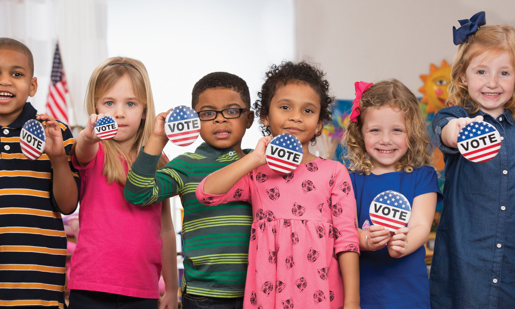 Teaching Tolerance kids voting buttons GettyImages
