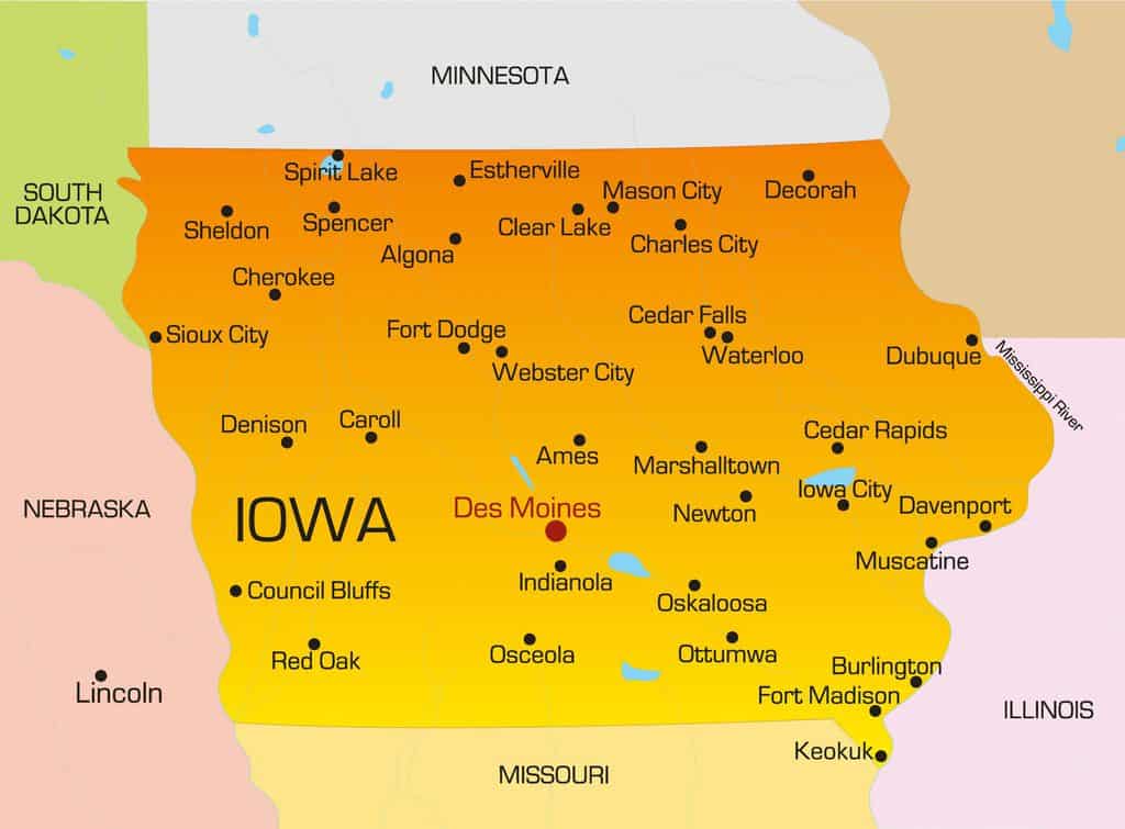 color map of iowa scaled