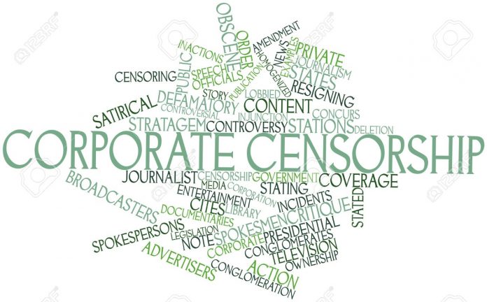 abstract word cloud for corporate censorship with related tags and terms