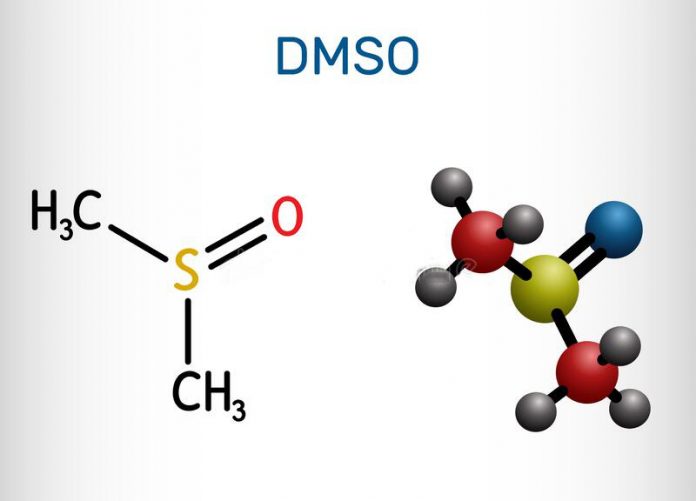 dimethyl sulfoxide dmso c h os molecule organosulfur compound polar aprotic solvent structural chemical formula model